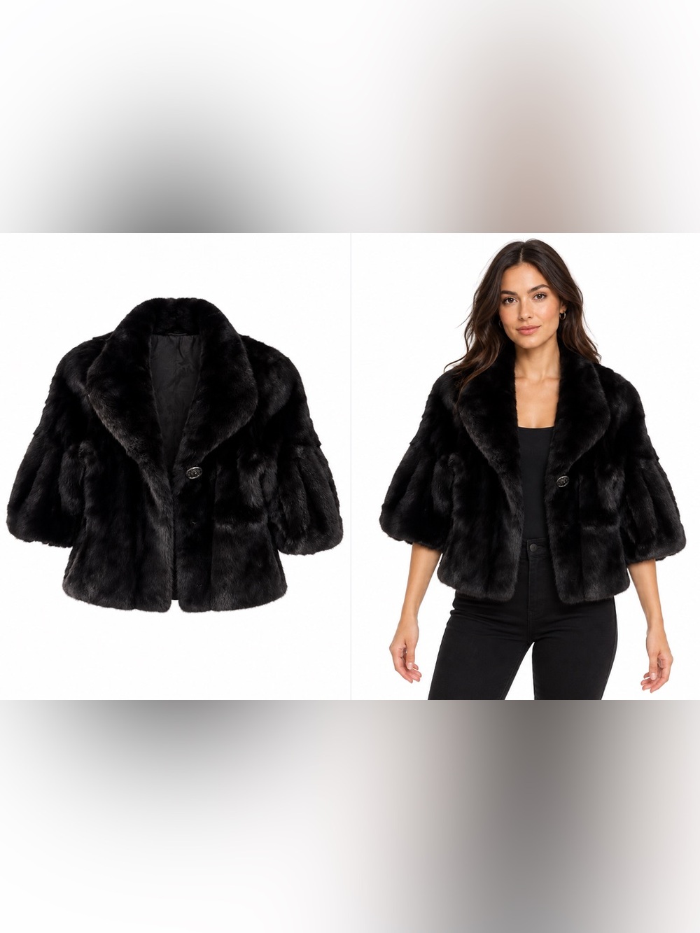 Copenhagen Fur Black Short Fur Jacket with m Button – Size S